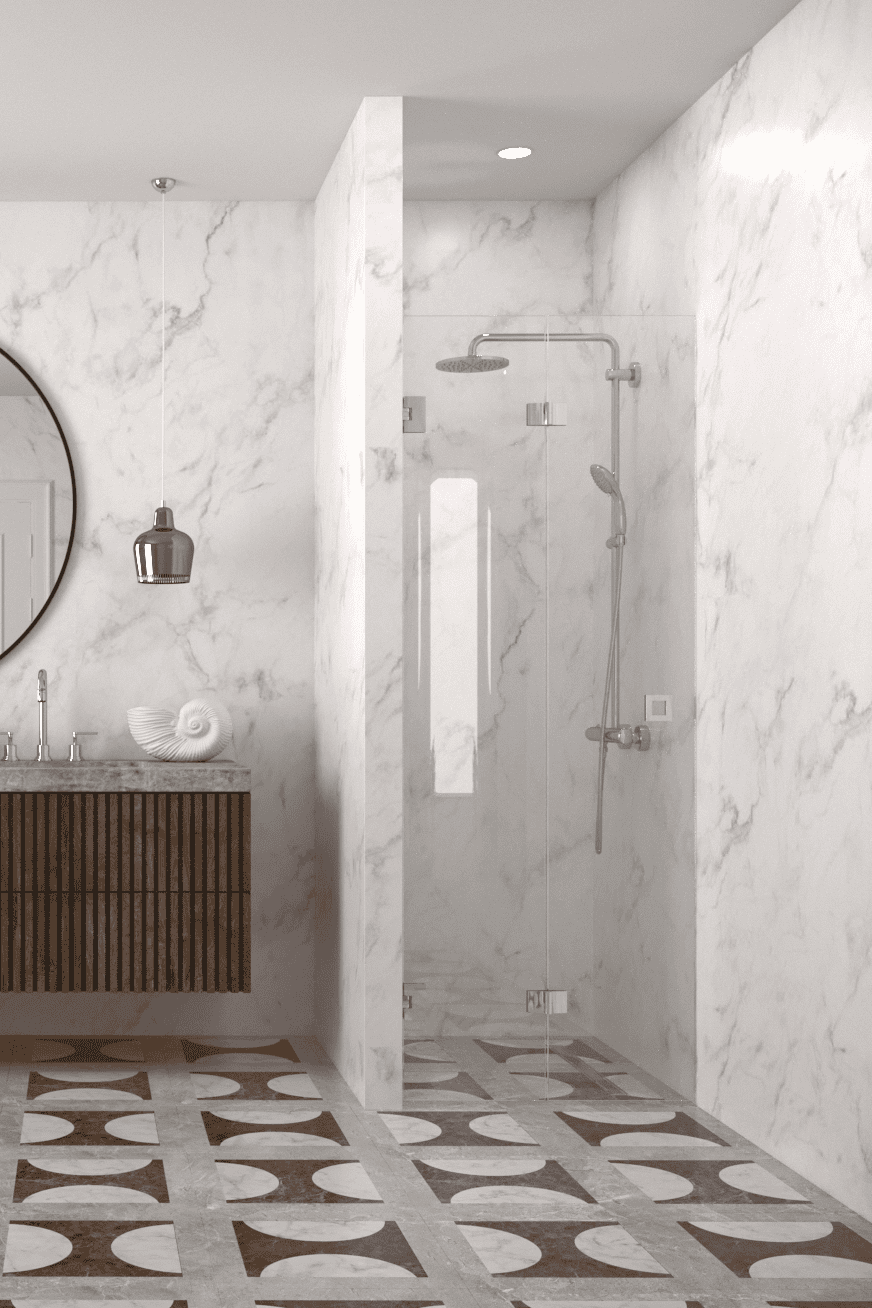 Folding shower door for alcove Hietakari Vetro 528, chrome fittings, clear glass Folding shower door for alcove Hietakari Vetro 528, chrome fittings, clear glass