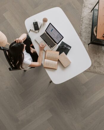 Herringbone parquet Oak PEA, 4 sides beveled, brushed, matt lacquered