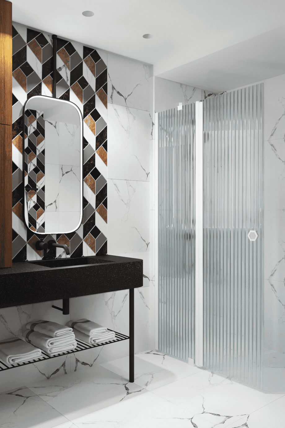Hinged shower screen with fixed part Hietakari Forma 304