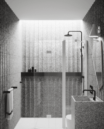 Curved folding shower screen with fixed part Hietakari Infinia 225