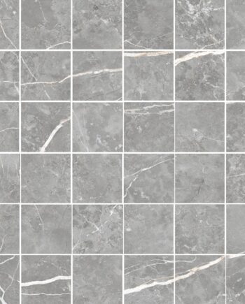 Marble-effect polished porcelain mosaic tile Tau Elite Gray 5x5 Pol, 30x30 cm, grey