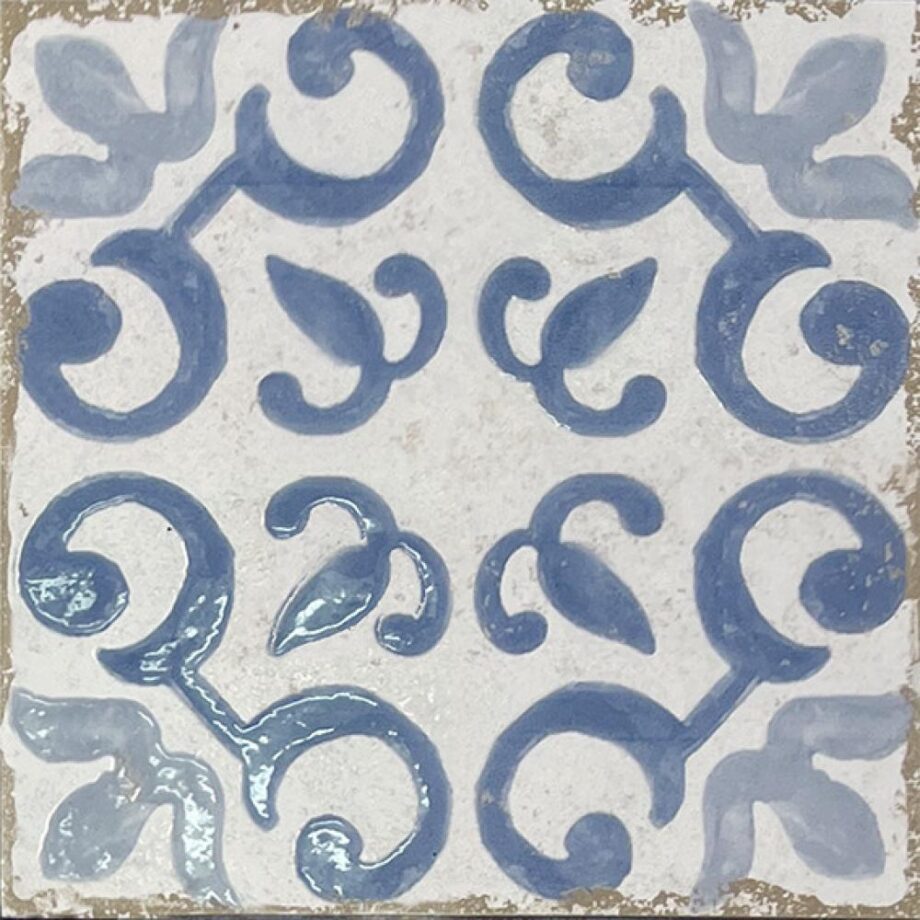 Valencia hüdroplaadi mustriga portselanplaat Dune Antiga Mareny Azul, 20x20 cm, 9 mm, sinine