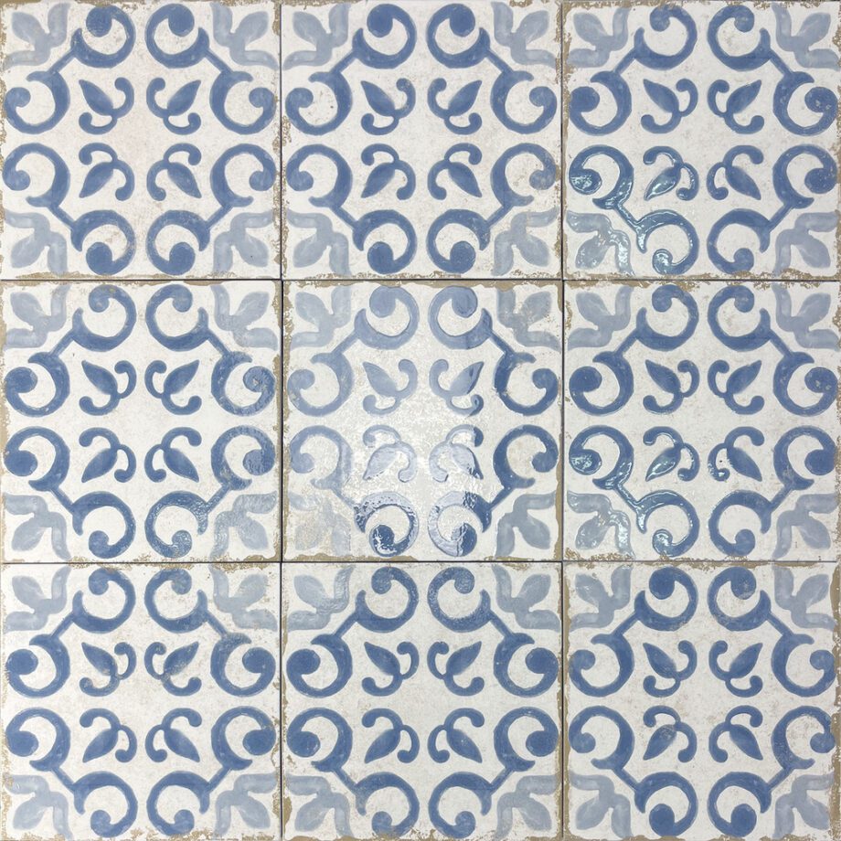 Valencia hüdroplaadi mustriga portselanplaat Dune Antiga Mareny Azul, 20x20 cm, 9 mm, sinine