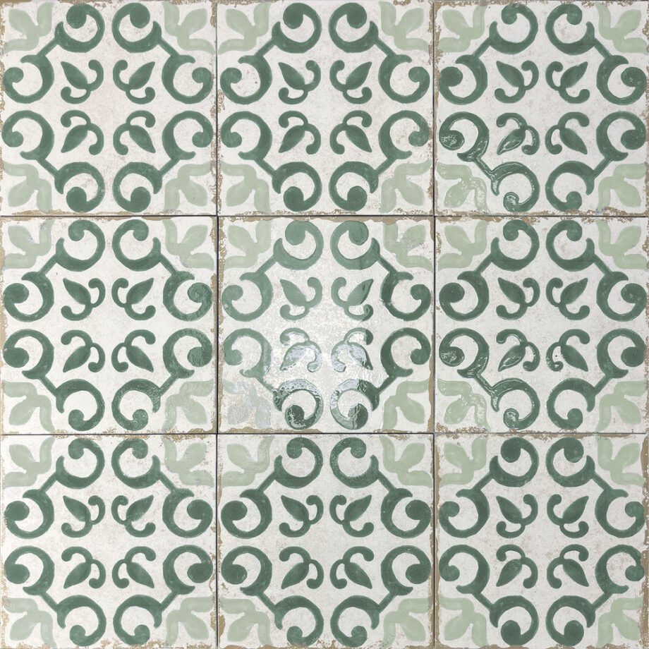 Valencia hüdroplaadi mustriga portselanplaat Dune Antiga Mareny Verde, 20x20 cm, 9 mm, roheline