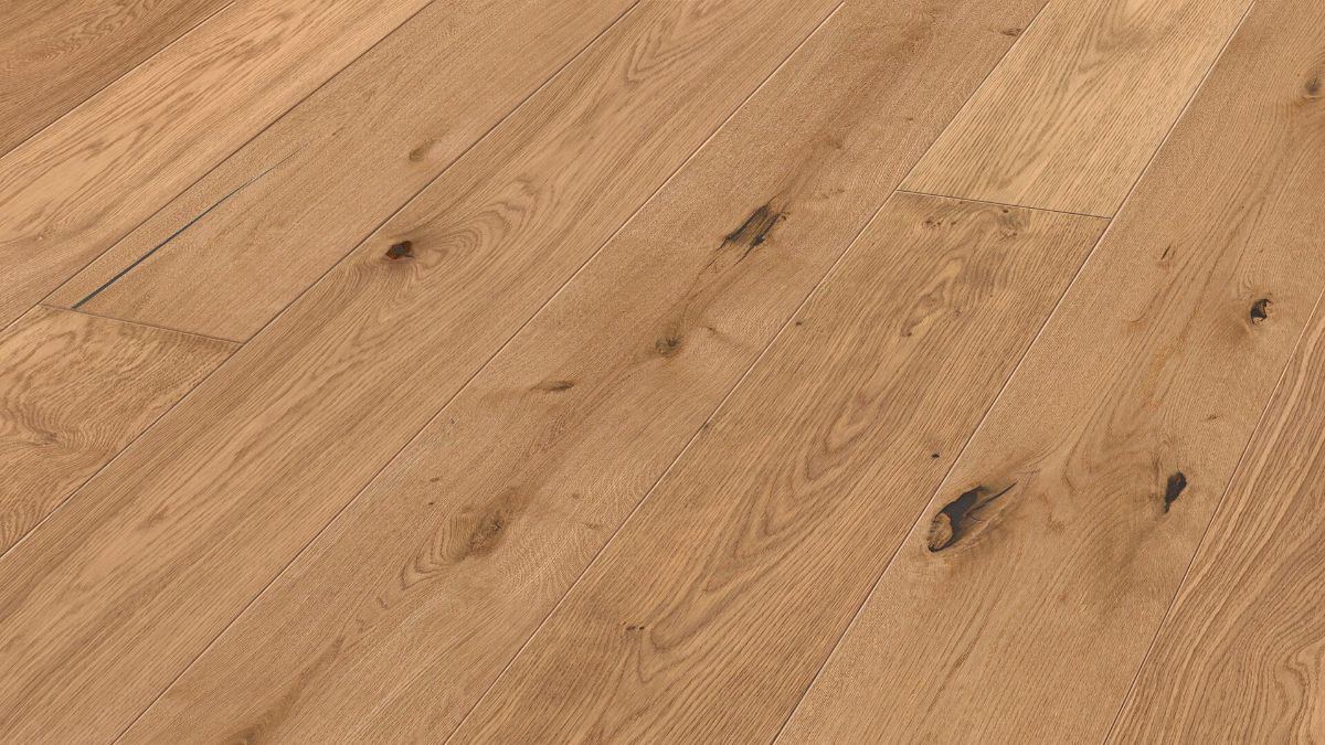 Oak wood flooring Meister, Natureflex HD 100, Authentic oak 20017, 1-strip, 2200 x 210 mm, brushed, ultra matt lacquered