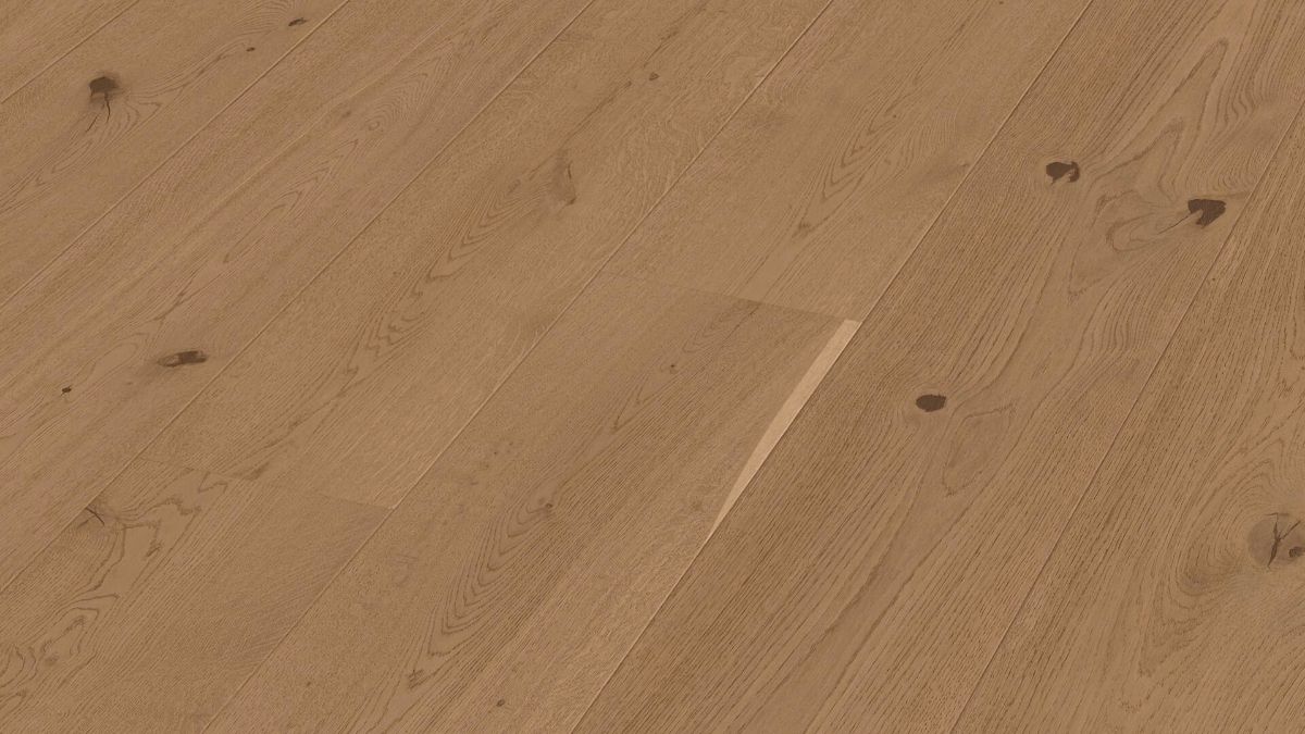 Oak parquet Meister, Lindura HD 400, Clay brown oak authentic 20225, 1-strip, 2200 x 270 mm, brushed, ultra matt lacquered