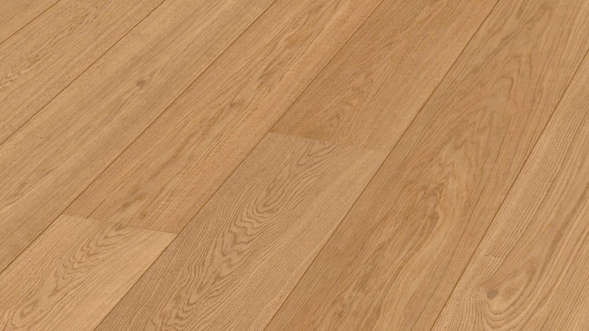 Oak parquet Meister, Lindura HD 400, Natural oak 08913, 1-strip, 2200 x 205 mm, brushed, ultra matt lacquered