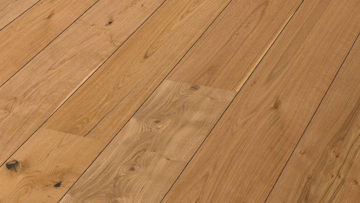 Oak parquet Meister, Lindura HD 400, Authentic oak 08915, 1-strip, 2200 x 205 mm, brushed, ultra matt lacquered