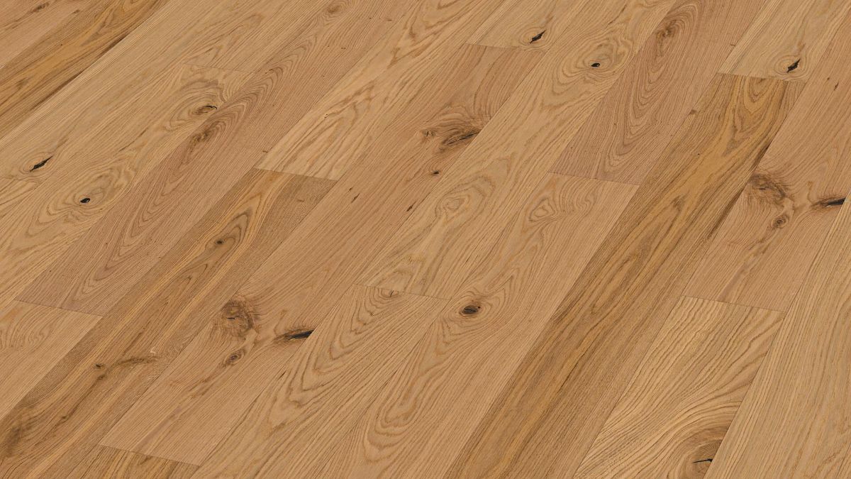 Oak parquet Meister, Longlife PS 300, Authentic oak 09002, 1-strip short plank, 1187 x 142 mm, brushed, ultra matt lacquered