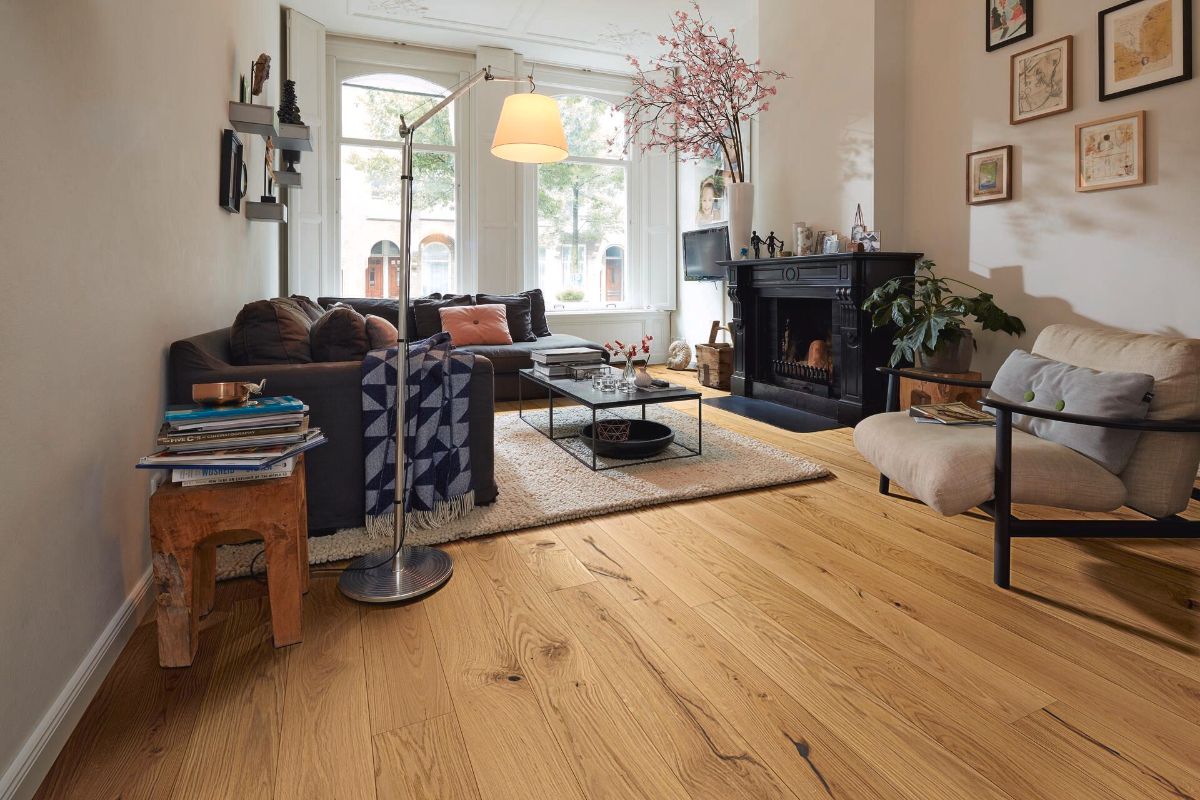 Oak parquet Meister, Longlife PD 400, Authentic oak 09024, 1-strip, 2200 x 180 mm, brushed, naturally oiled