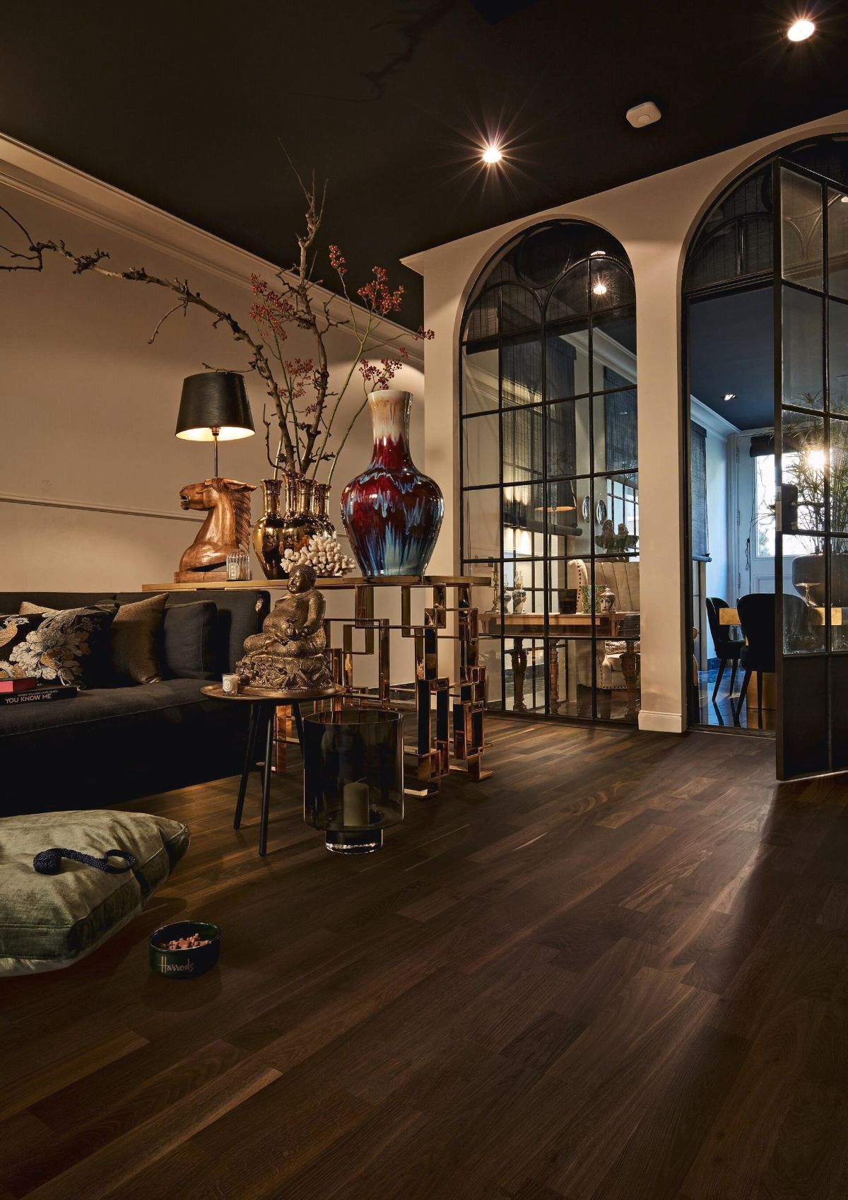 Oak parquet Meister, Longlife PC 200, Smoked oak lively 09034, 3-strip, 2400 x 200 mm, brushed, ultra matt lacquered