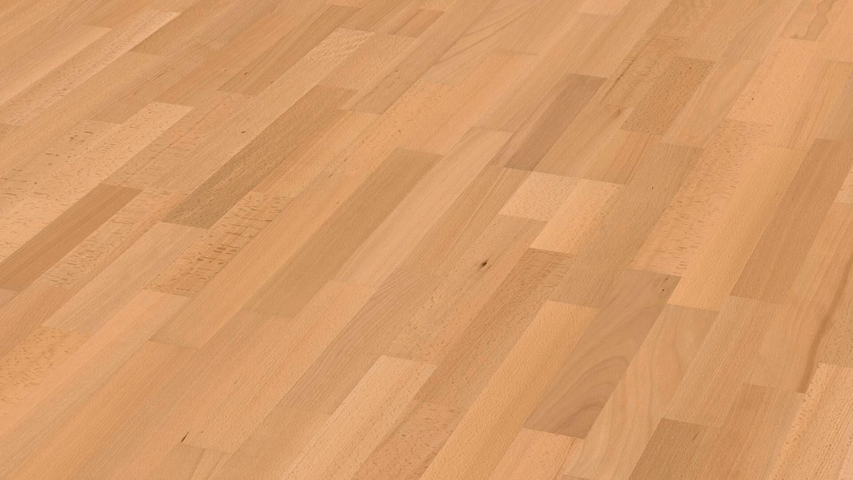 Beech parquet Meister, Longlife PC 200, Steamed beech harmonious 09045, 3-strip, 2400 x 200 mm, brushed, ultra matt lacquered