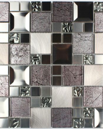 Mixed-material mosaic Nr. 80, 30x30 cm, 8 mm, grey
