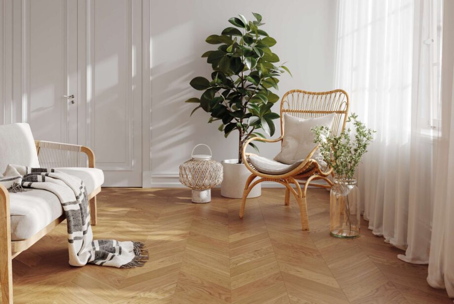 Oak Chevron Parquet Esta AB extra matt lacquered – in an interior Oak Chevron Parquet Esta AB extra matt lacquered – 3