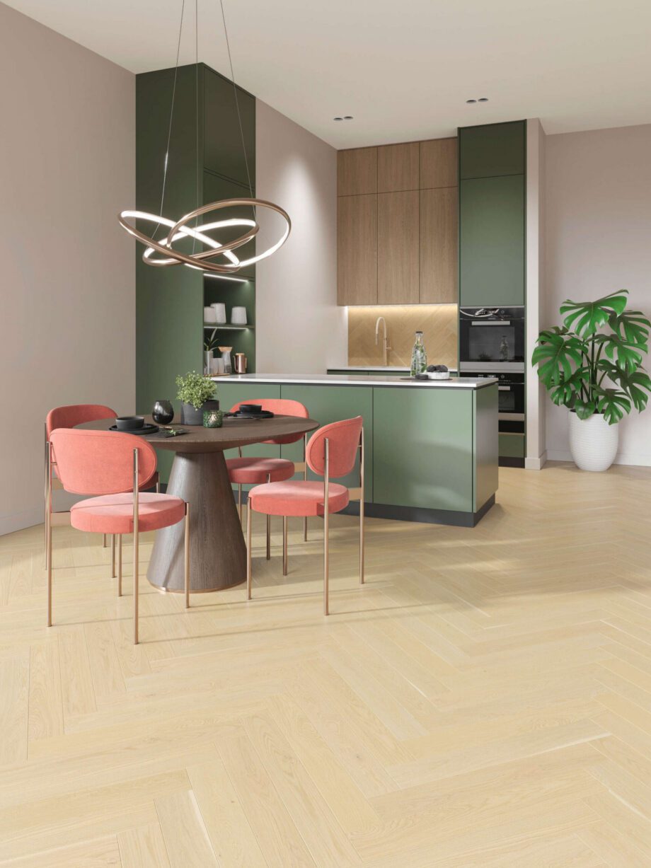 Oak Chevron Parquet Esta Nordic S Dazy extra matt lacquered – close-up Oak Chevron Parquet Esta Nordic S Dazy extra matt lacquered – 3
