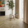 Oak Chevron Parquet Esta Nordic S Havana extra matt lacquered – close-up Oak Chevron Parquet Esta Nordic S Havana extra matt lacquered – 3