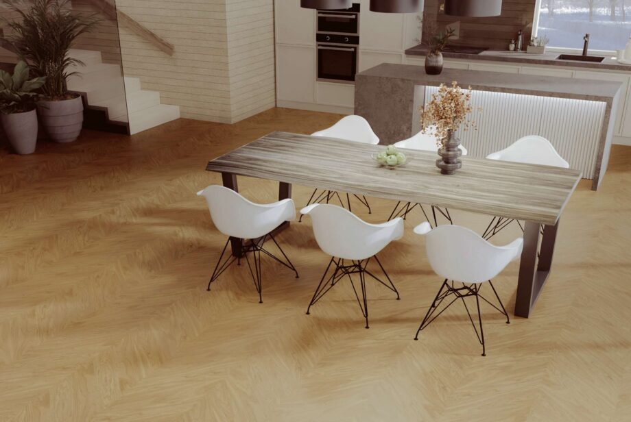 Oak Chevron Parquet Esta Nova Eco Elite extra matt lacquered – in an interior Oak Chevron Parquet Esta Nova Eco Elite extra matt lacquered – 3