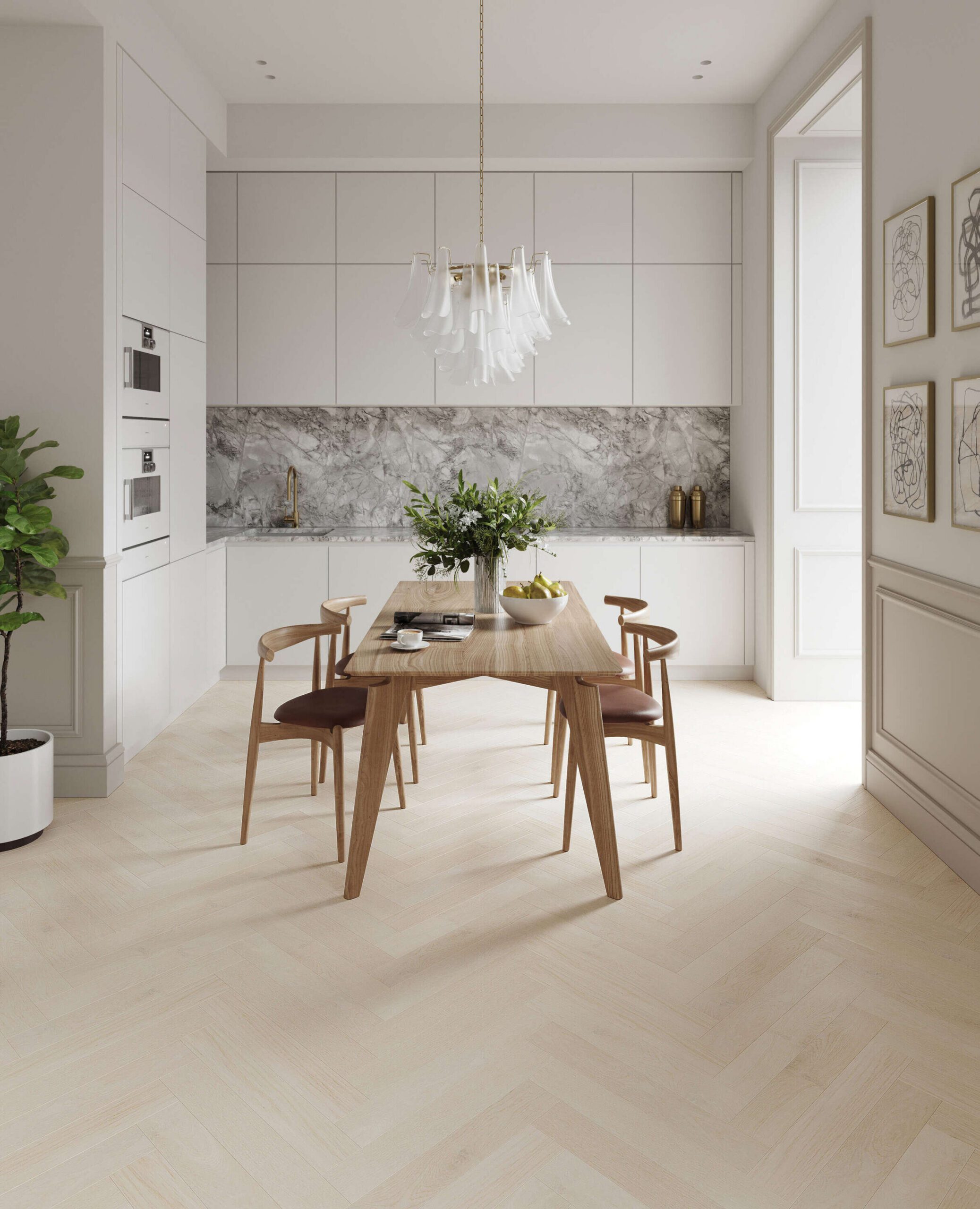 Oak Herringbone Parquet Esta AB Latte extra matt lacquered – 3