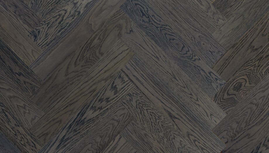 Oak Herringbone Parquet Esta Nordic S Lava Grey extra matt lacquered – close-up Oak Herringbone Parquet Esta Nordic S Lava Grey extra matt lacquered – 2