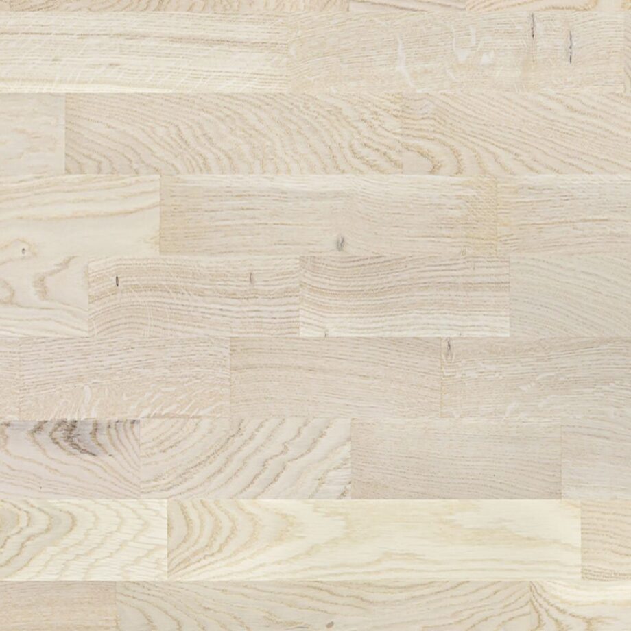 Oak Parquet Flooring 3-Strip Esta Promo White extra matt lacquered Oak Parquet Flooring 3-Strip Esta Promo White extra matt lacquered