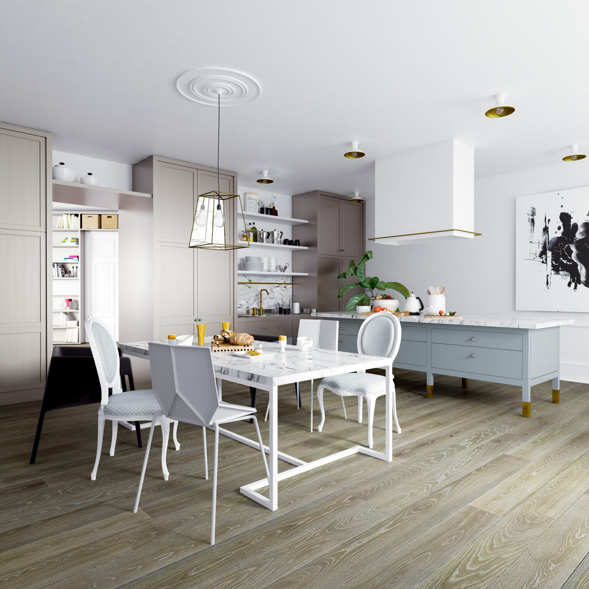 Oak Parquet Flooring Esta Vivid Olive Grey Ivory Pores extra matt lacquered – 3