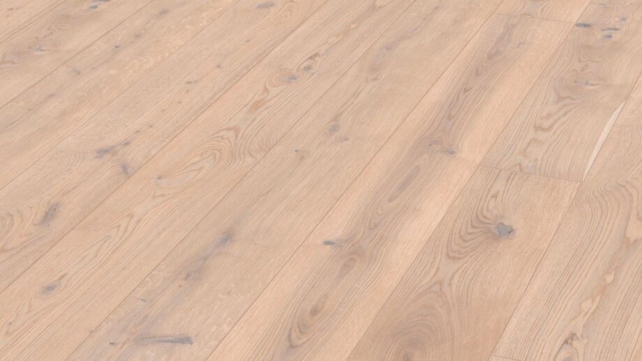 Oak parquet Meister, Longlife PD 400, Authentic off-white oak 09017, 1-strip, 2200 x 180 mm, brushed, ultra matt lacquered Oak parquet Meister, Longlife PD 400, Authentic off-white oak 09017, 1-strip, 2200 x 180 mm, brushed, ultra matt lacquered
