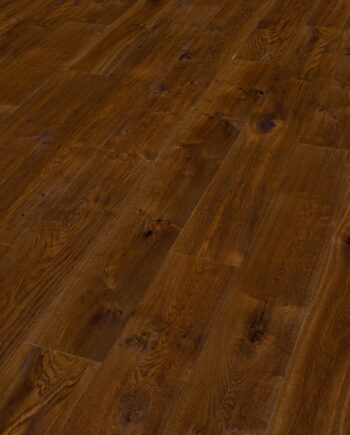 Oak parquet Thede & Witte Boston XL, Darkbrown, knotty, smoked, handscraped, oiled, 1-strip, 2200 x 260 x 15 mm