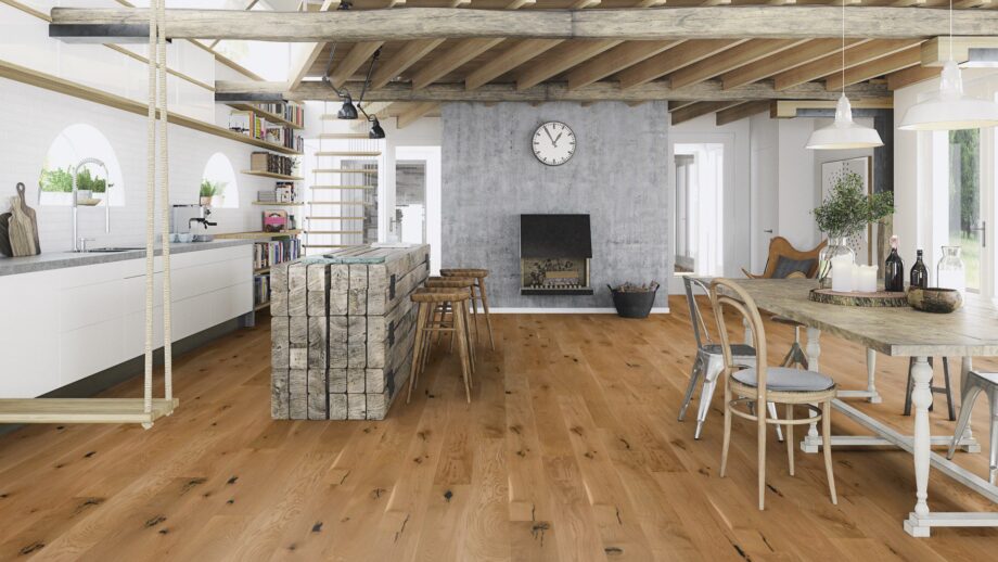 Engineered wood flooring Bauwerk Casapark Handcrafted Oak 56 deep brushed oil waxed 181mm – 2