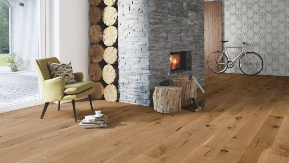 Engineered wood flooring Bauwerk Casapark Handcrafted Oak 56 deep brushed oil waxed 181mm – 6