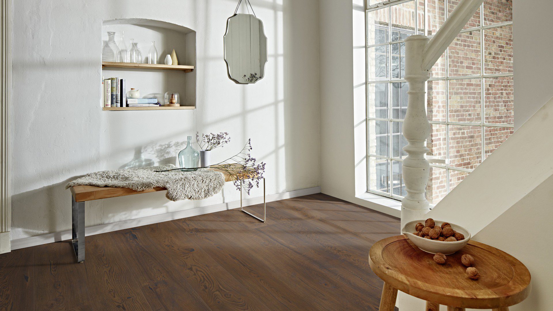Oak parquet flooring Bauwerk Casapark Handcrafted Oak 56 Tartufo deep brushed oil waxed 181mm – 6