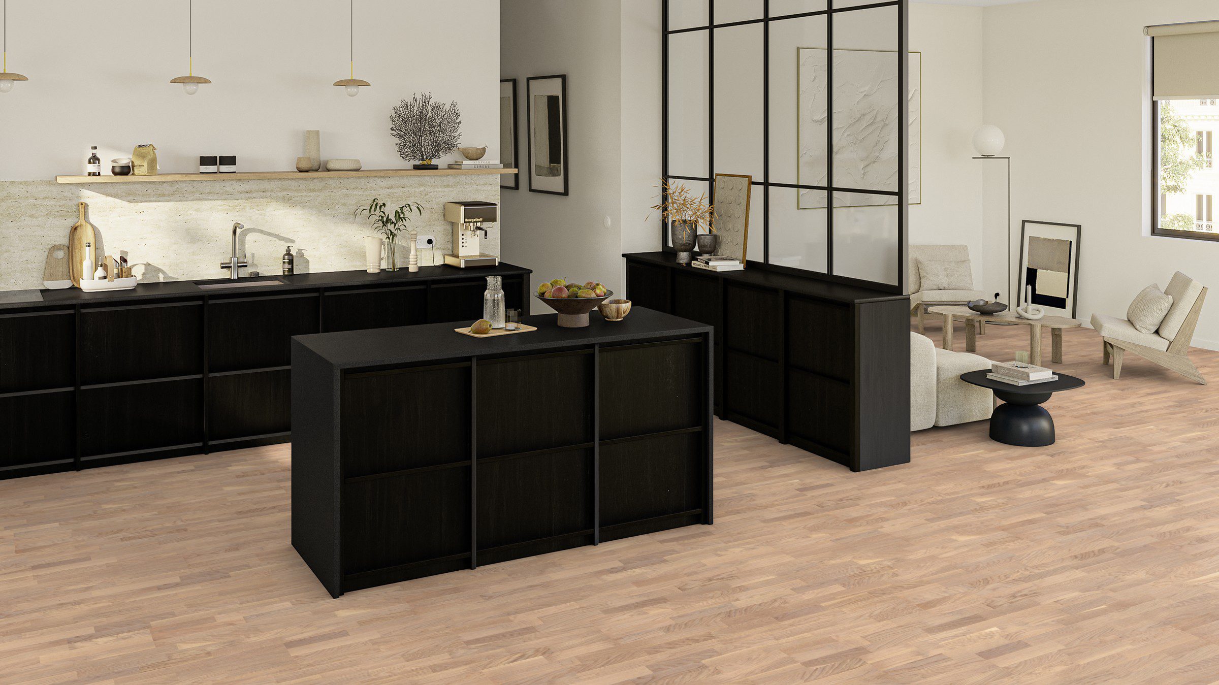 Parquet Tarkett, Grace, Oak Soft Skin TreS, 3-strip, brushed, Proteco ExtraMatt matt lacquer – 2