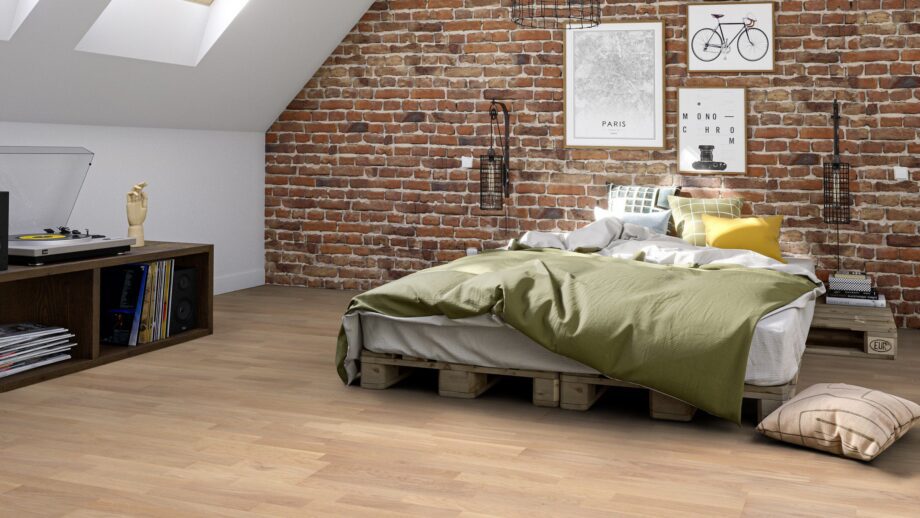 Parquet Tarkett, Grace, Oak White Canvas TreS, 3-strip, brushed, Proteco ExtraMatt matt lacquer – view 3 Parquet Tarkett, Grace, Oak White Canvas TreS, 3-strip, brushed, Proteco ExtraMatt matt lacquer – 3