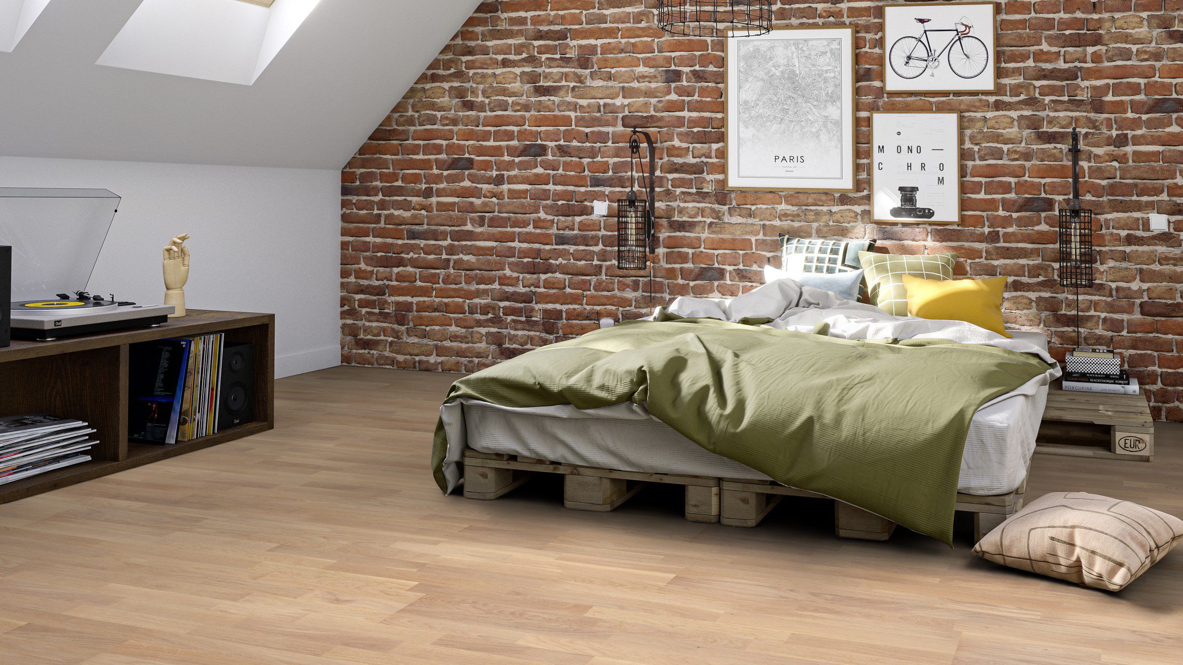 Parquet Tarkett, Grace, Oak White Canvas TreS, 3-strip, brushed, Proteco ExtraMatt matt lacquer – 3