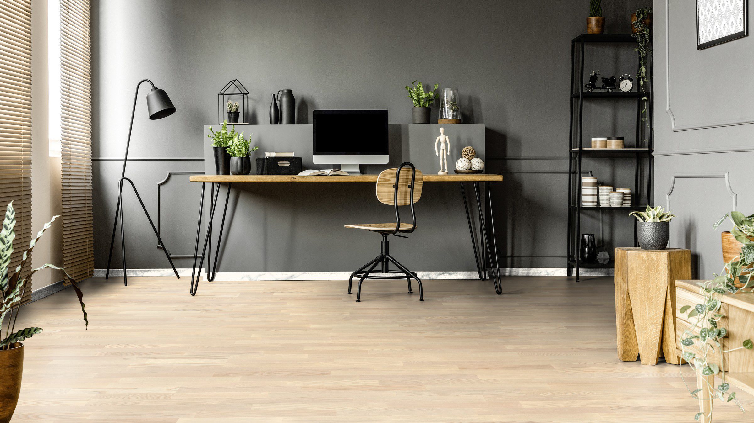 Parquet Tarkett, Shade, Ash Linen White TreS, 3-strip, stained, Proteco Natura mat lacquer – 5