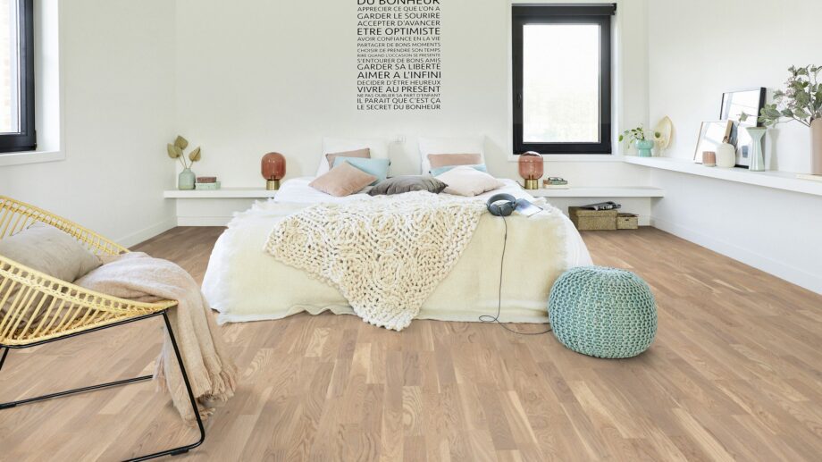 Parquet Tarkett, Shade, Oak Cream White TreS, 3-strip, stained, Proteco Natura mat lacquer – view 3 Parquet Tarkett, Shade, Oak Cream White TreS, 3-strip, stained, Proteco Natura mat lacquer – 3