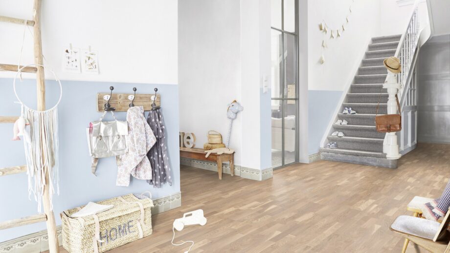 Parquet Tarkett, Shade, Oak Cream White TreS, 3-strip, stained, Proteco Natura mat lacquer – view 4 Parquet Tarkett, Shade, Oak Cream White TreS, 3-strip, stained, Proteco Natura mat lacquer – 4