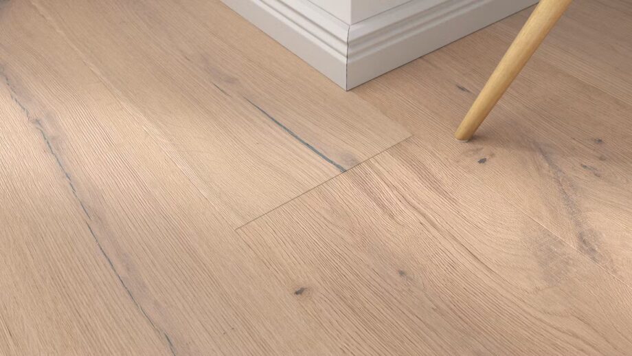 Parquet floor Oak Rustical 1-strip beveled brushed white oiled