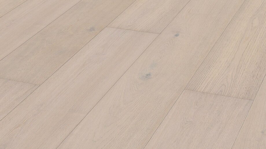 Parquet Meister Lindura Natural arctic white oak, brushed, 1-strip, matt lacquered