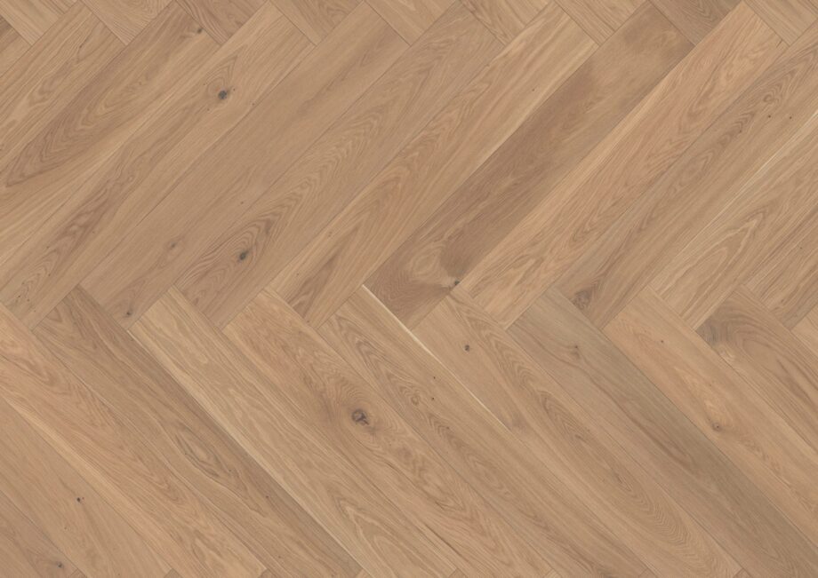 Parquet Oak, ter Hürne, oak light beige, herringbone, brushed, beveled, white natural oil-treated