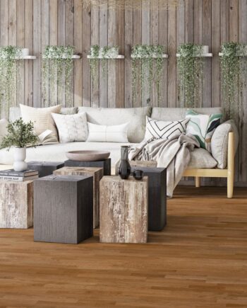 Parquet Tarkett, Shade, Oak Almond TreS, 3-strip, brushed, stained, Proteco Natura mat lacquer