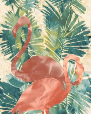 Patterned large porcelain decor slab ABK Wide&Style Tropical Flamingo, 160x320 cm, 6 mm, matt