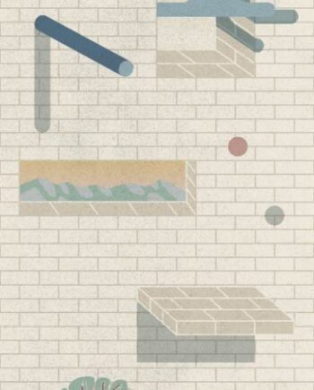 Patterned large porcelain decor slab ABK Wide&Style Bricklane A, 120x280 cm, 6 mm, matt