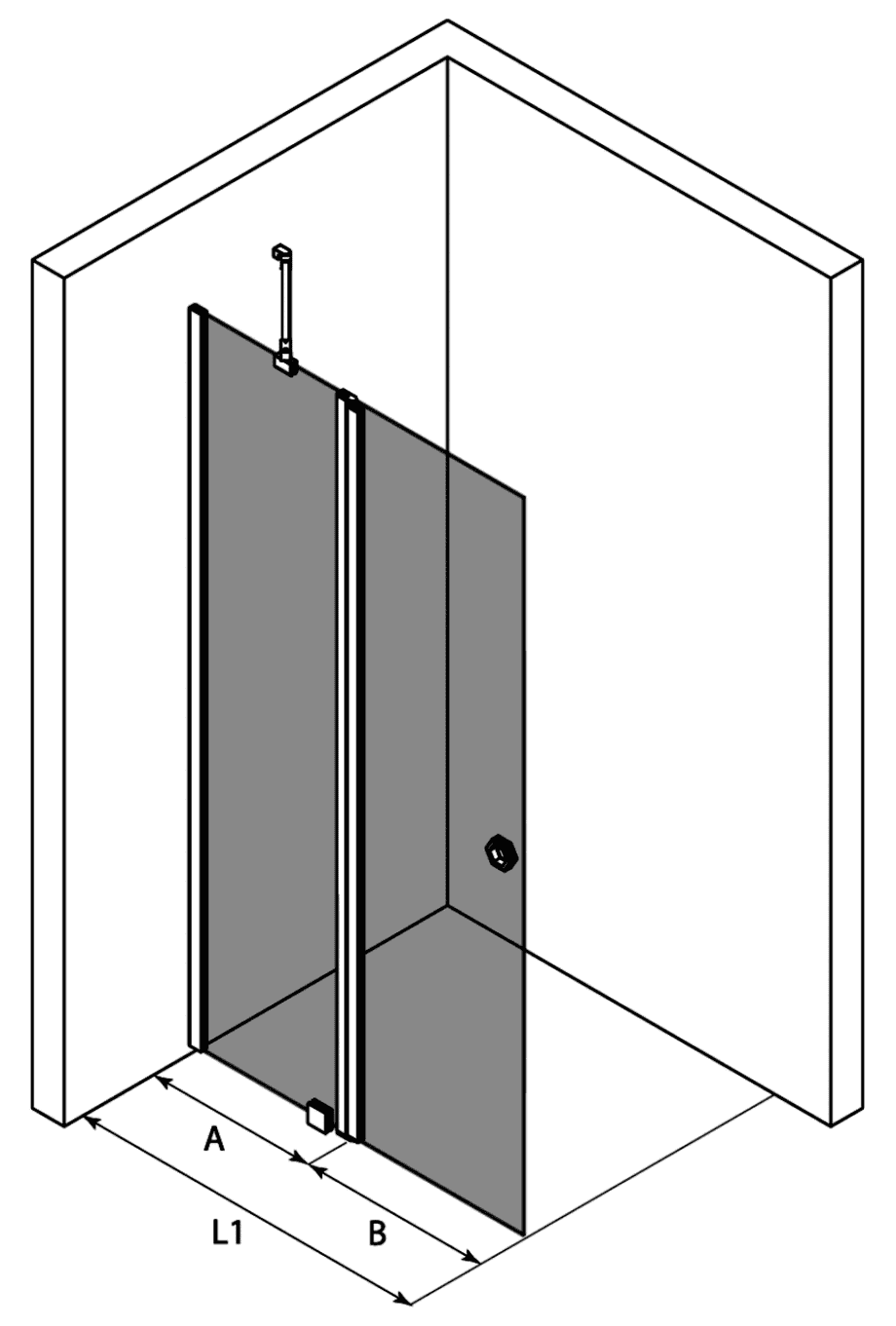 Hinged shower screen with fixed part Hietakari Forma 304 – 3