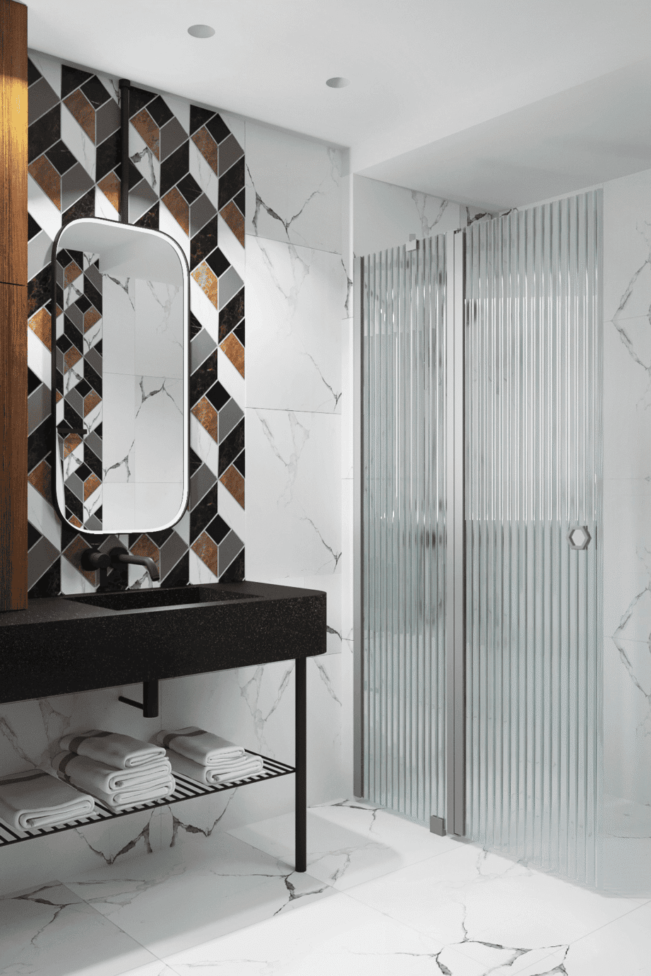 Hinged shower screen with fixed part Hietakari Forma 304 – 4
