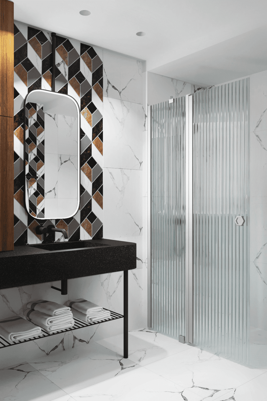 Hinged shower screen with fixed part Hietakari Forma 304 – 6
