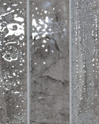 Porcelain tile with three-strip relief Dune Terraluz Piedra, 14.7x14.7 cm, 8 mm, stone grey
