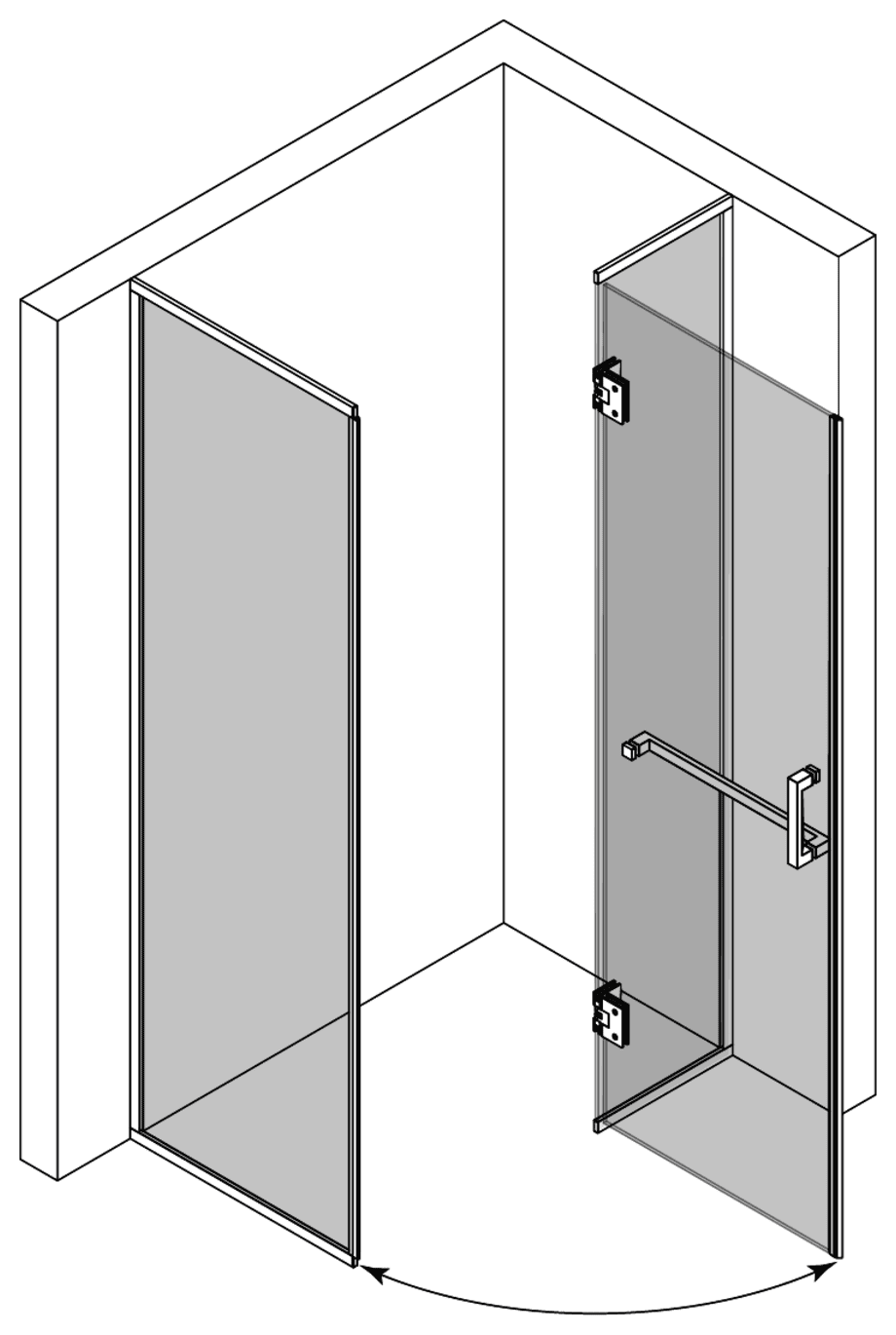Framed shower enclosure Hietakari Vetro 525 – 3D drawing 2 Framed shower enclosure Hietakari Vetro 525 – 3D drawing 2