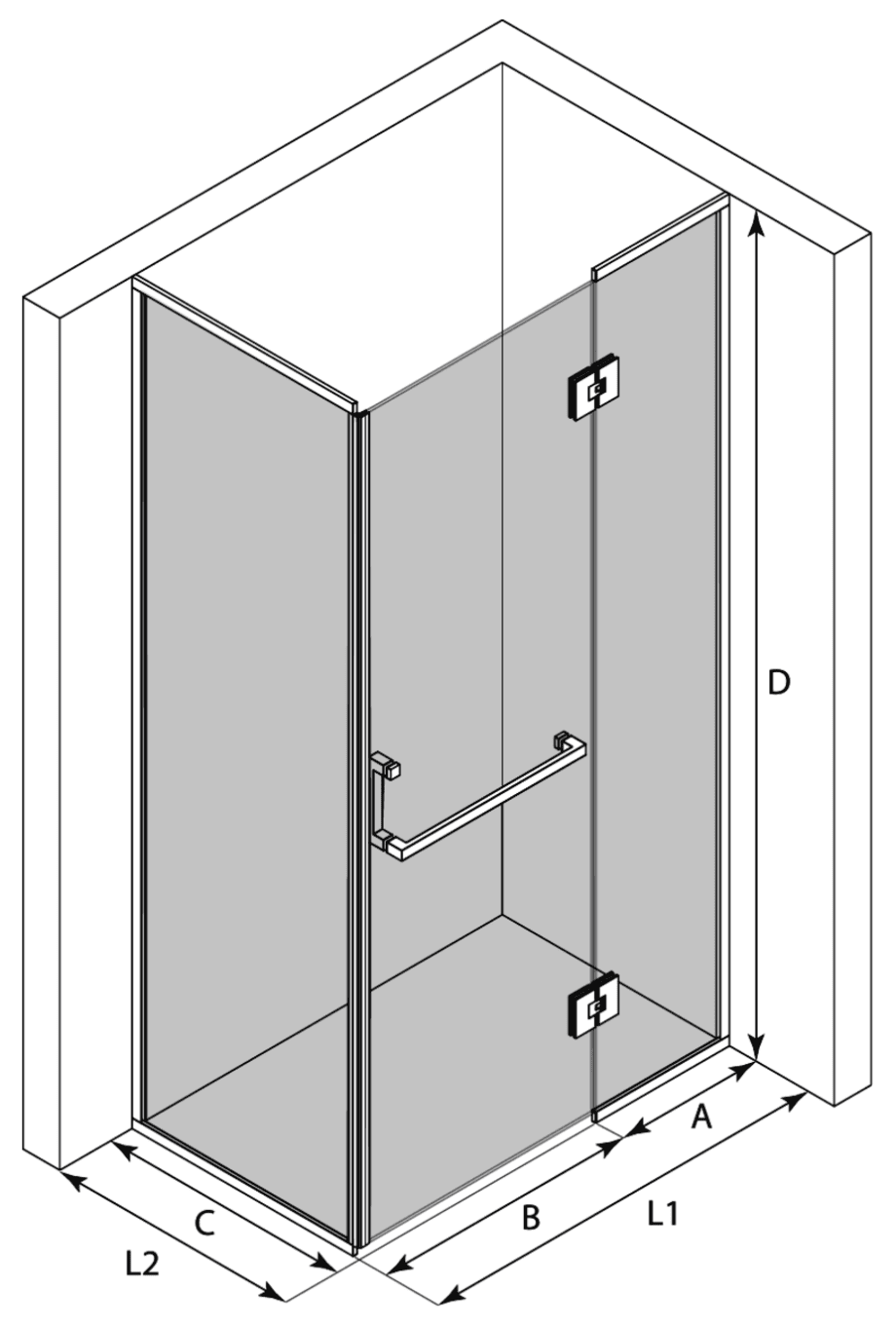 Framed shower enclosure Hietakari Vetro 525 – 3D drawing Framed shower enclosure Hietakari Vetro 525 – 3D drawing