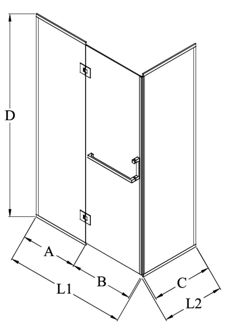 Framed shower enclosure Hietakari Vetro 525 – dimension drawing Framed shower enclosure Hietakari Vetro 525 – dimension drawing