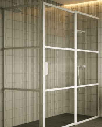 Shower enclosure Hietakari Bläk 761 Tokyo, fixed wall + hinged door with fixed part